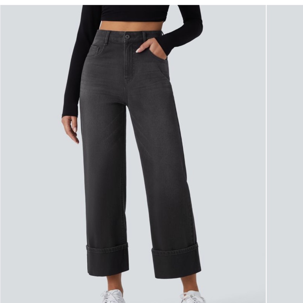 HALARA Charcoal Wide-Leg Jeans